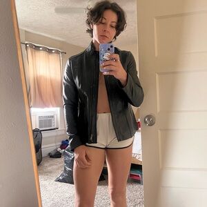 Sleek Black Leather Jacket for Women